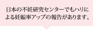 日本の不妊研究センターでもハリによる妊娠率アップの報告があります。